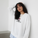 Hello Kitty ♡ F1 Academy Sweatshirt | Printed Back - White/Orchid Pink Oversized Sweatshirt