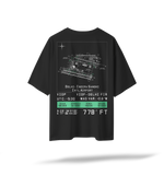 VIDP | DEL Pilot's Airfield Map Black Oversized T-Shirt Black/White | Embroidered Front/Printed Back