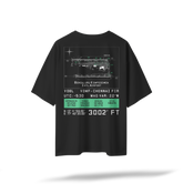 VOBL | BLR Pilot's Airfield Map Oversized T-Shirt Black/White | Embroidered Front/Printed Back