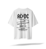 AC/DC Vintage Tour Tee[EMBRD Front/PRNTD Back] | White Oversized Tee