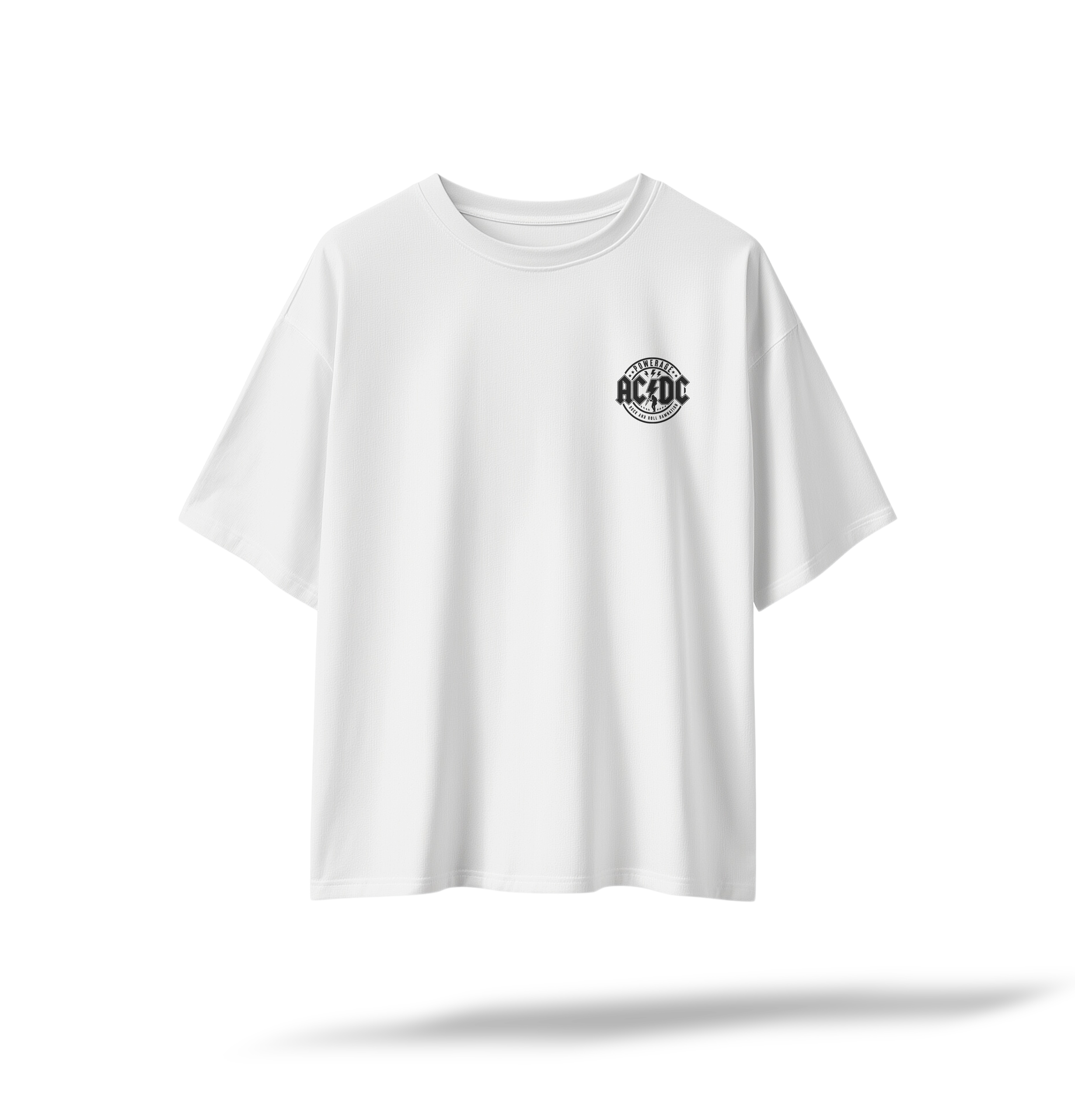 AC/DC Vintage Tour Tee[EMBRD Front/PRNTD Back] | White Oversized Tee