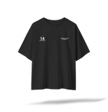Alonso 14 - Aston Martin F1 Racing[Embroidered Front Logos/Printed Back] | Black Oversized Tee