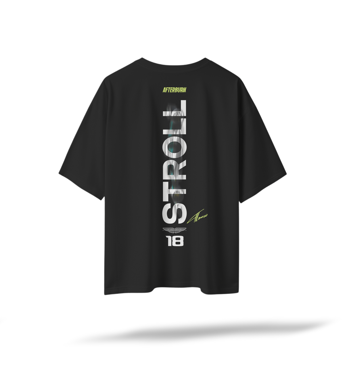 Stroll 18 - Aston Martin F1 Racing[Embroidered Front Logos/Printed Back] | Black Oversized Tee