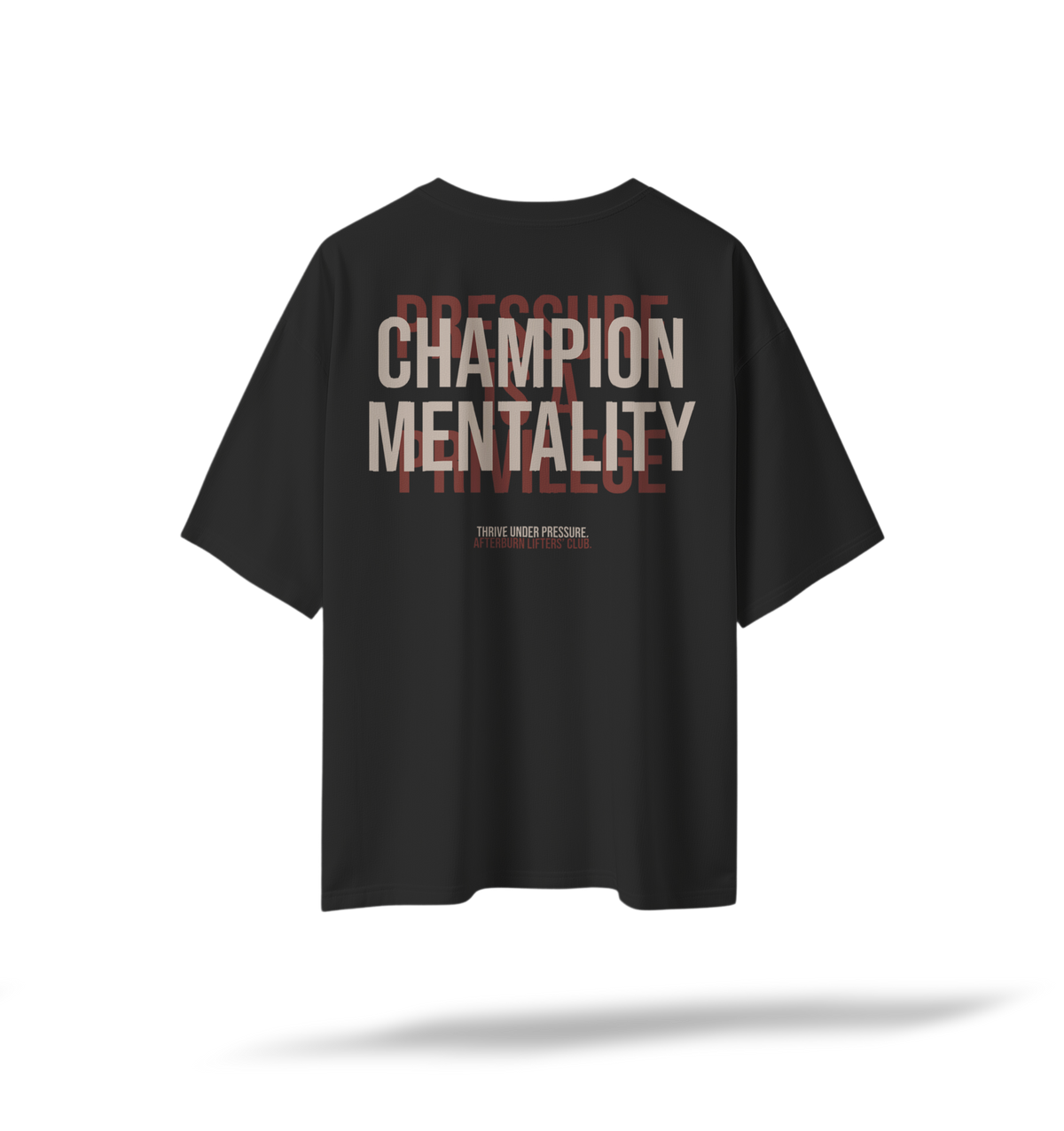 Champion Mentality Pump Cover | Printed Back / Embroidered Front- Black Oversized Tee