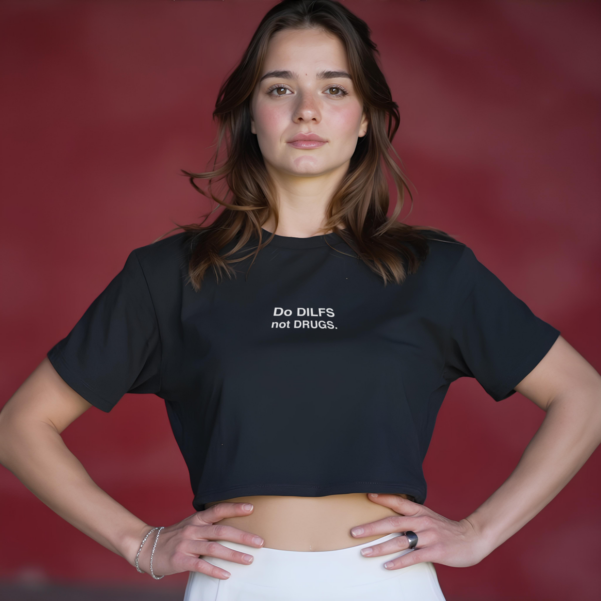 DO D*LFS NOT DR*GS (Embroidered) | BLACK CROP TEE