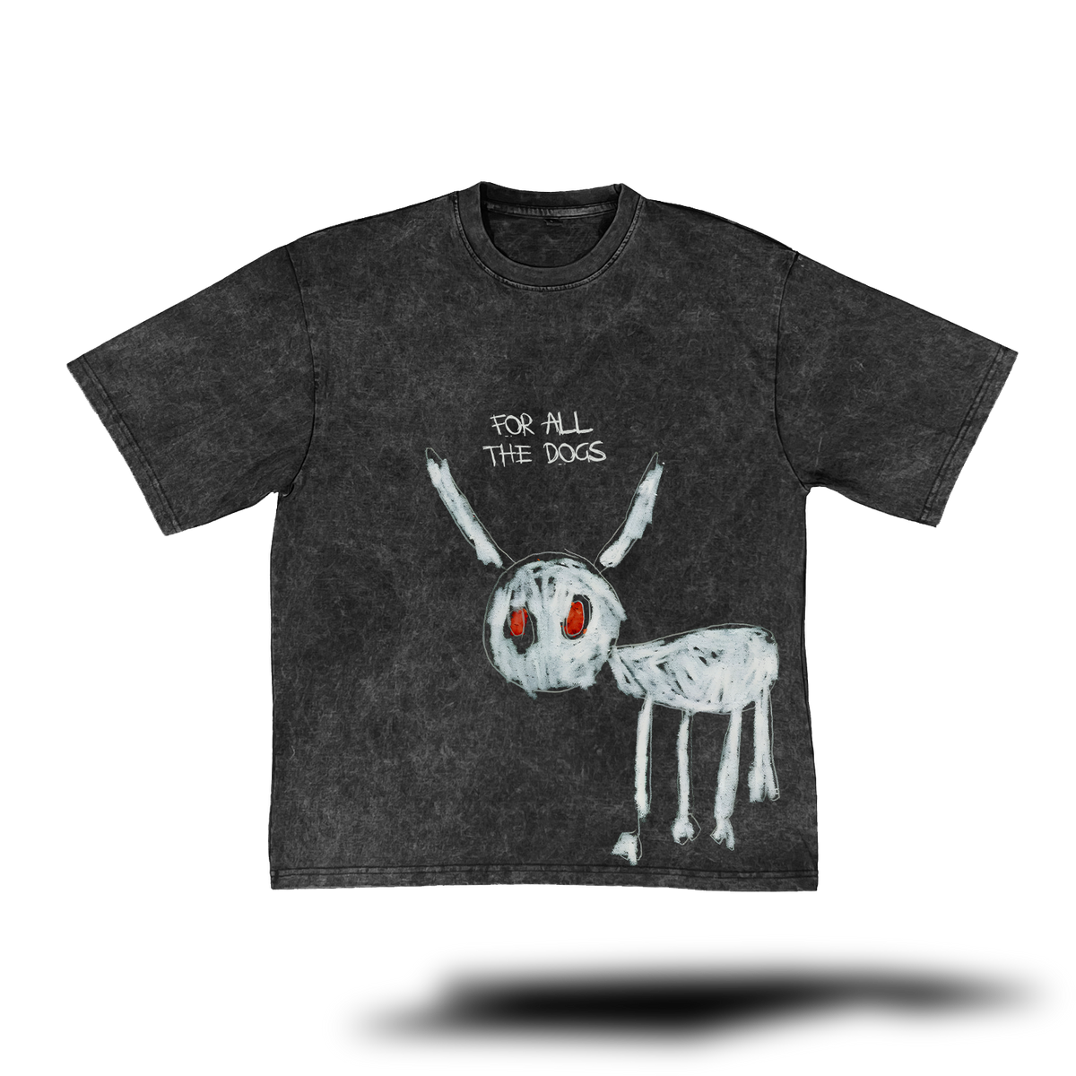 For All The Dogs - Drake | Black Acid Washed Oversized Tee
