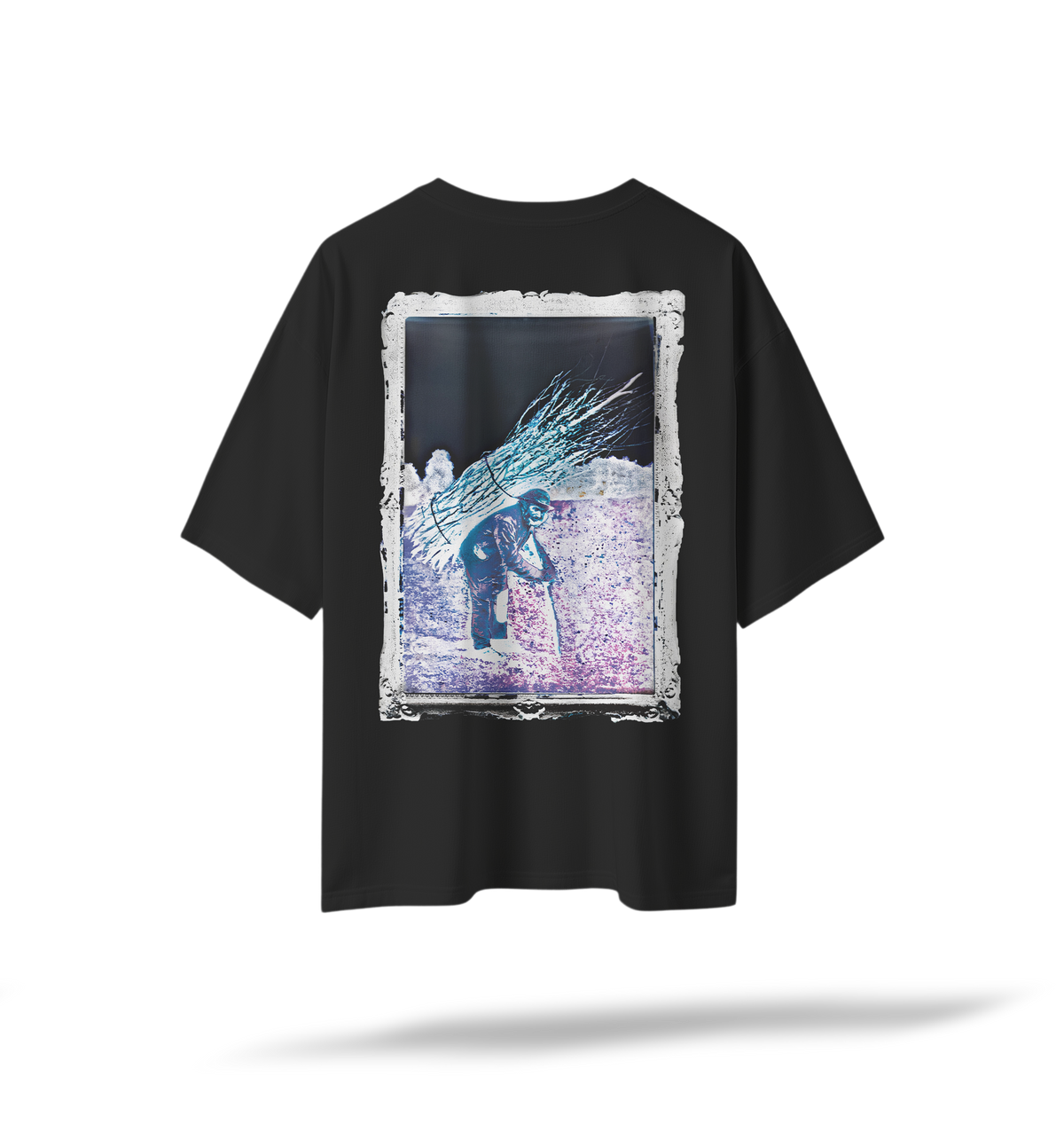 Led Zeppelin - IV (Embroidered Front/Printed Back) | Black/White Oversized Tee