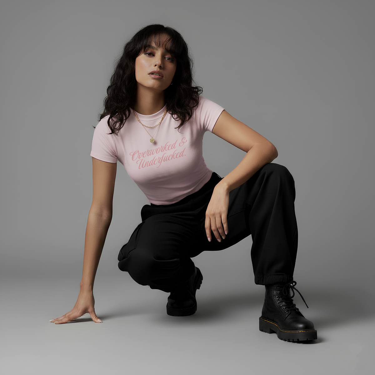 Overworked & Underf*cked | Orchid Pink Baby Tee