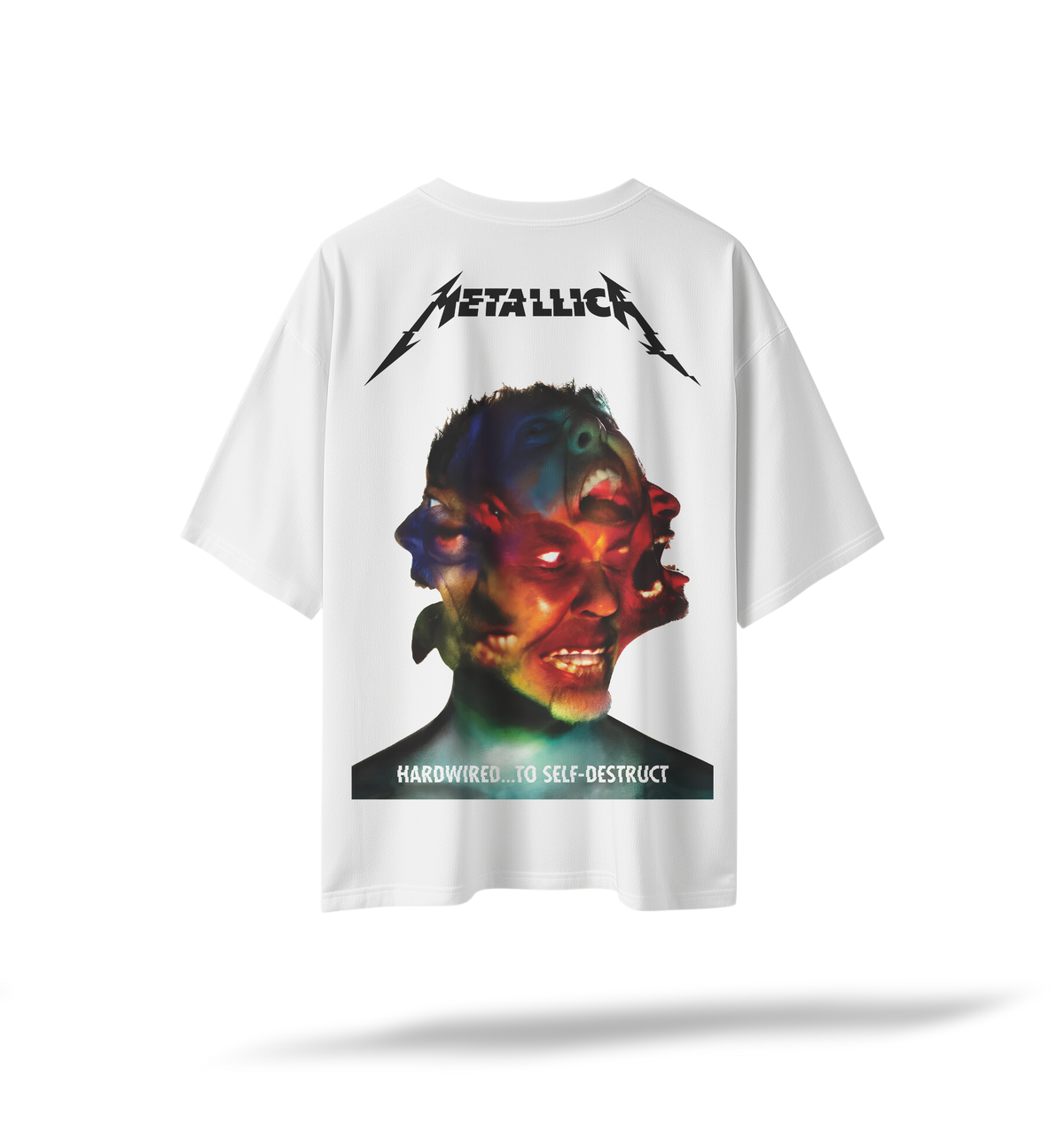 Metallica - Hardwired To Self Destruct[EMBRD Front/PRNTD Back] | White Oversized Tee