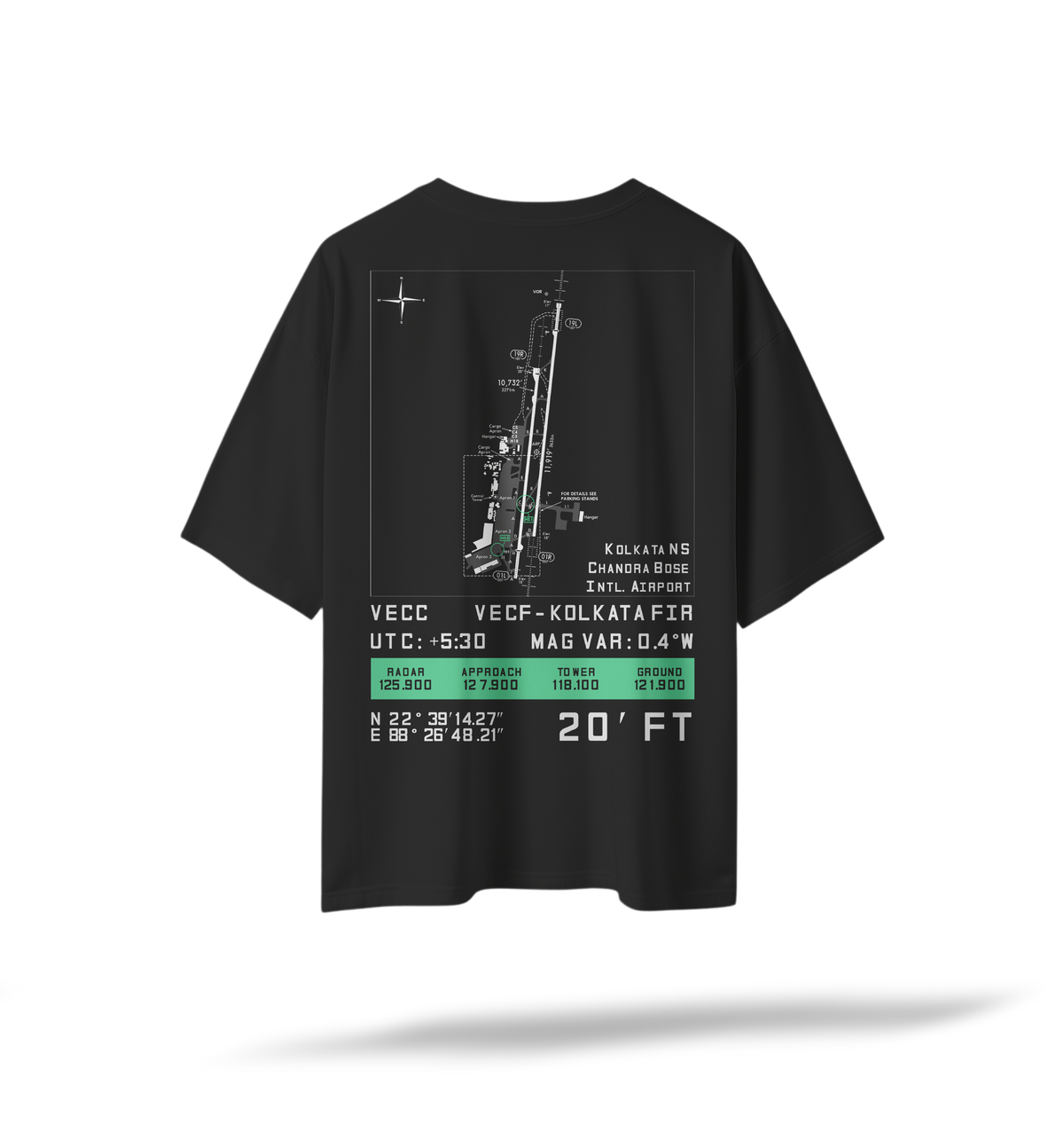 VECC | CCU Pilot's Airfield Map Black Oversized T-Shirt