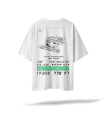 VIDP | DEL Pilot's Airfield Map Black Oversized T-Shirt Black/White | Embroidered Front/Printed Back