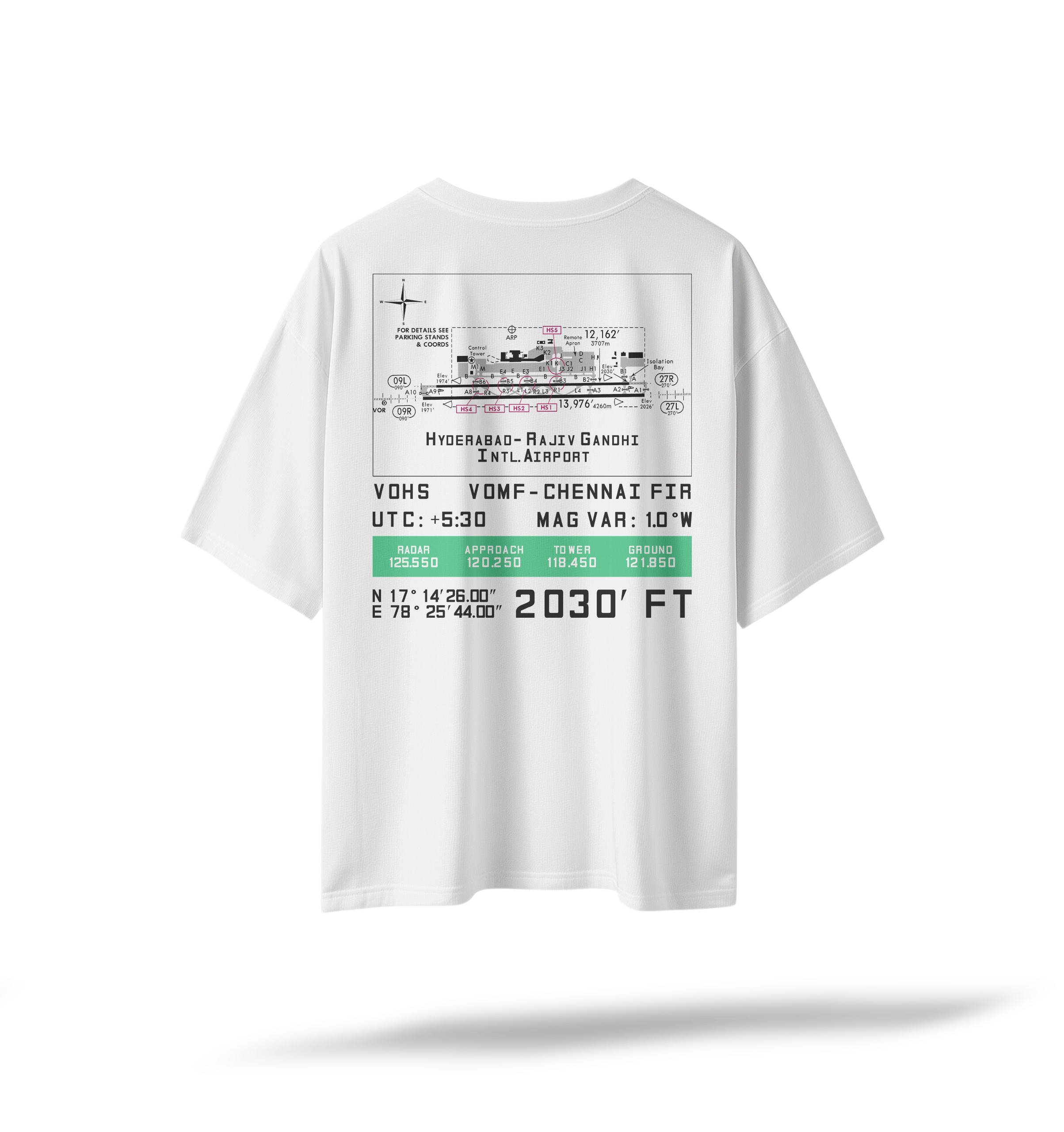 VOHS | HYD Pilot's Airfield Map Oversized T-Shirt Black/White