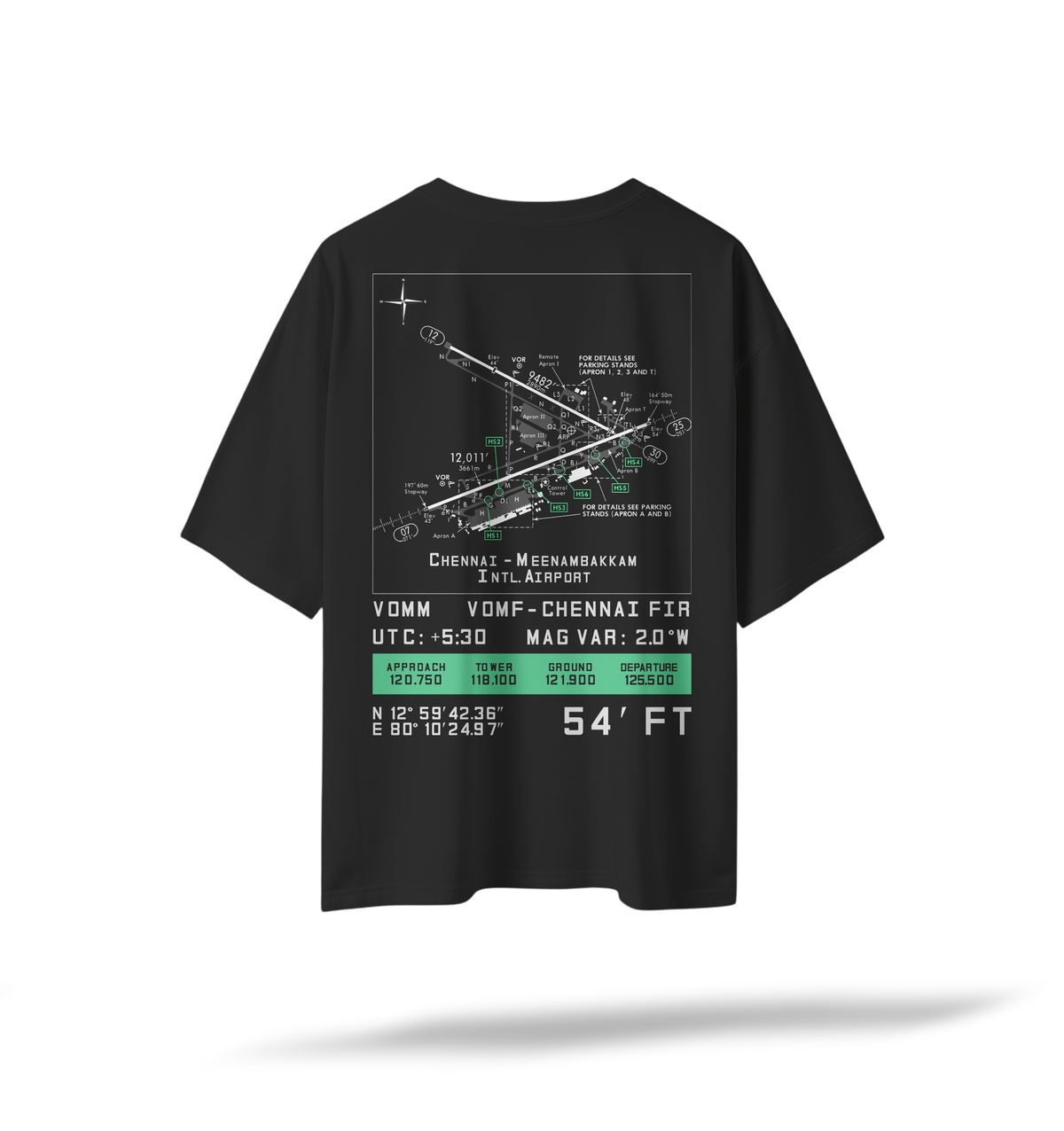 VOMM | MAA Pilot's Airfield Map Oversized T-Shirt Black/White