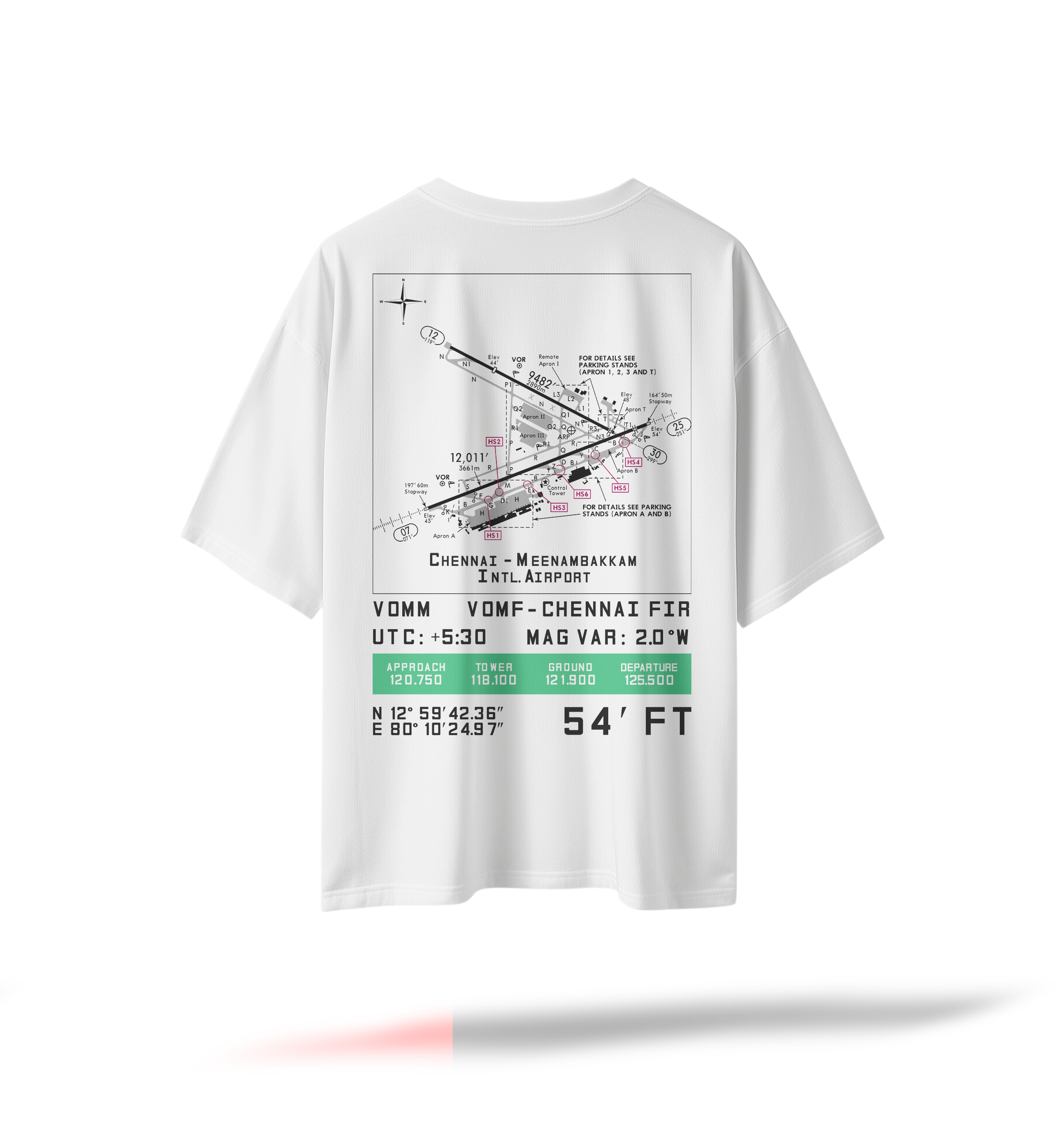 VOMM | MAA Pilot's Airfield Map Oversized T-Shirt Black/White