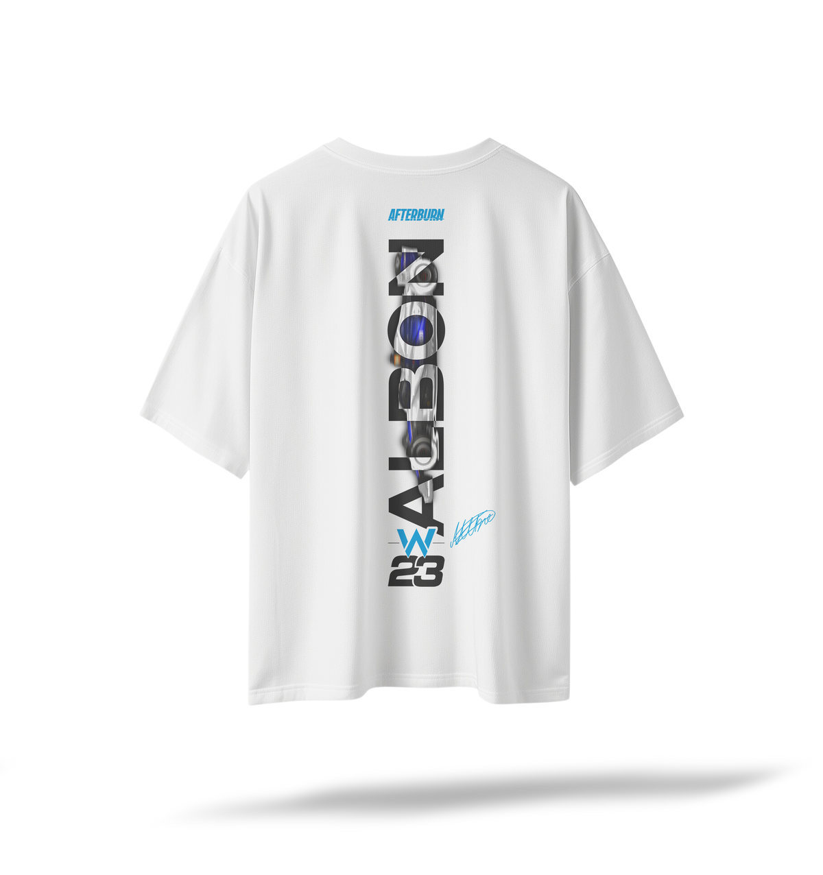23 Albon - Williams F1 Racing[Embroidered Front Logos/Printed Back] | White Oversized Tee