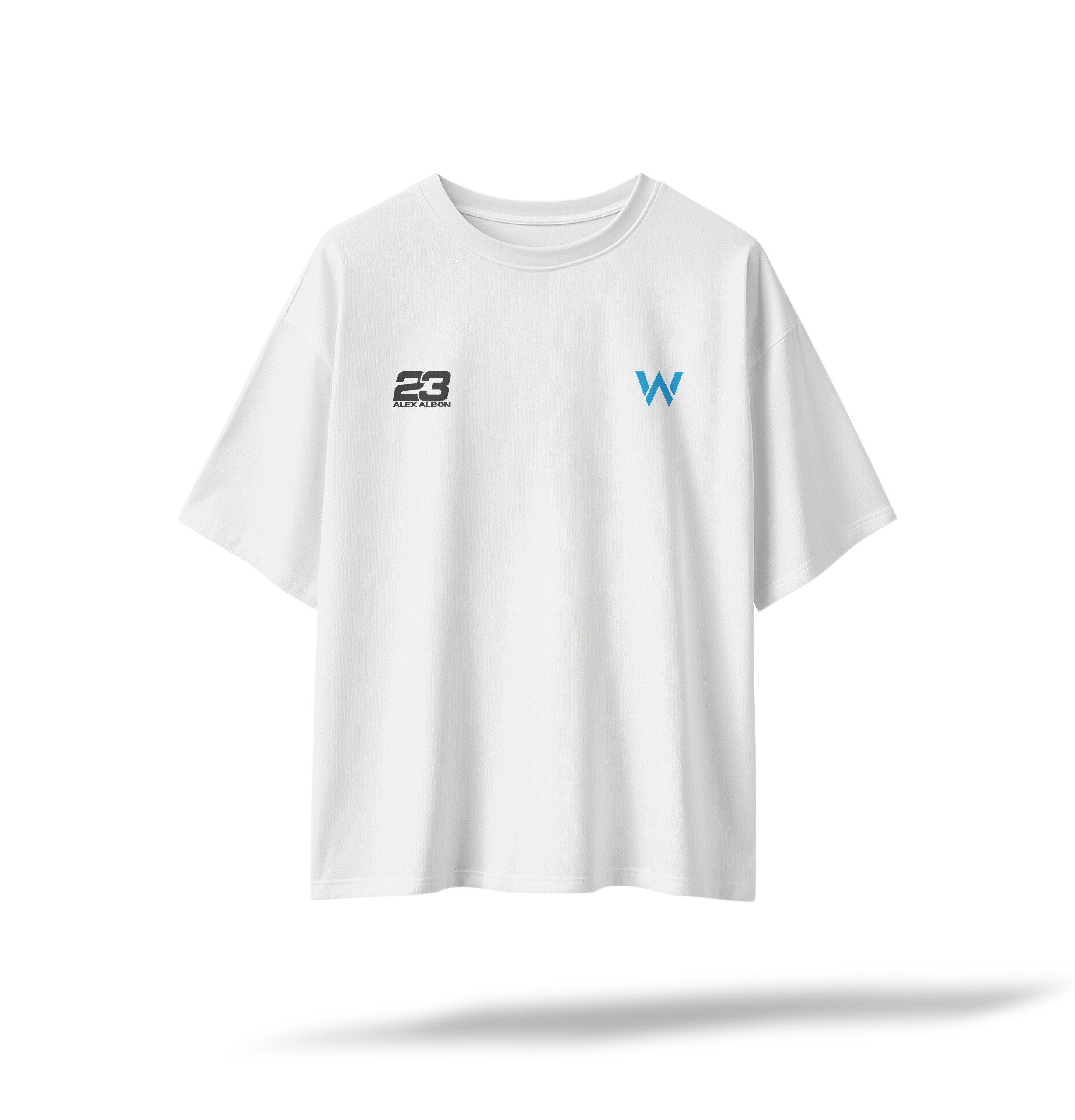 23 Albon - Williams F1 Racing[Embroidered Front Logos/Printed Back] | White Oversized Tee