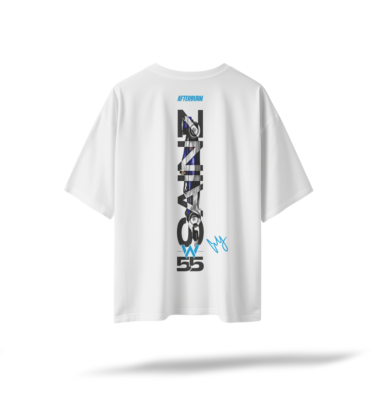 55 Sainz - Williams F1 Racing[Embroidered Front Logos/Printed Back] | White Oversized Tee